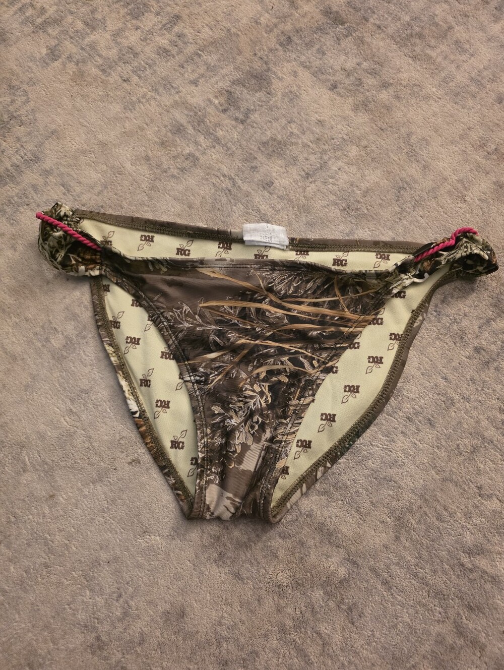 Camo Print Bikini Bottoms with Pink Accent